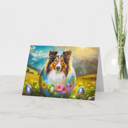 Carte de vacances pliée avec un chien Colley (Devant)