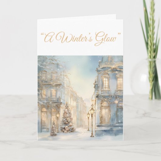 Carte de vacances pliée - Bleu et or Xmas Elegance (Devant)