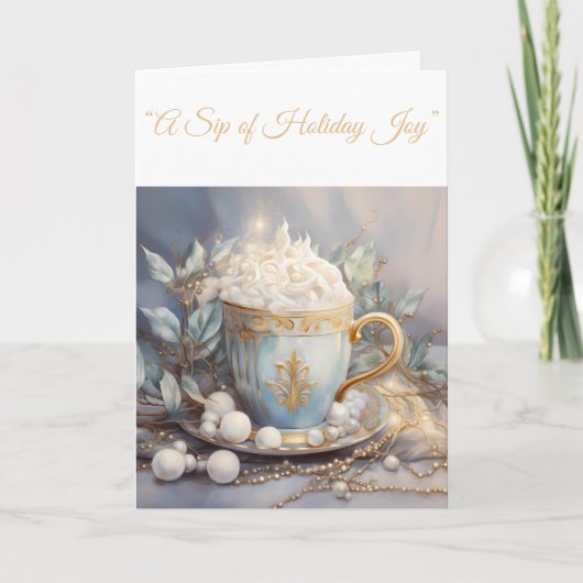 Carte de vacances pliée - Bleu et or Xmas Elegance (Devant)