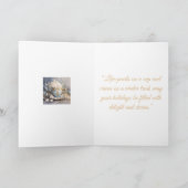 Carte de vacances pliée - Bleu et or Xmas Elegance (Intérieur)