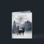 Carte de vacances pliée Blue Winter Rustic<br><div class="desc">Notre carte de vacances "bleu hiver rustique" présente un paysage d'aquarelle époustouflant représentant une forêt remplie de neige avec des silhouettes animales au premier plan. La police est sobre mais sophistiquée et peut être facilement customisée. Cette carte est pliable et à l'intérieur vous trouverez que vous pouvez personnaliser la photo...</div>