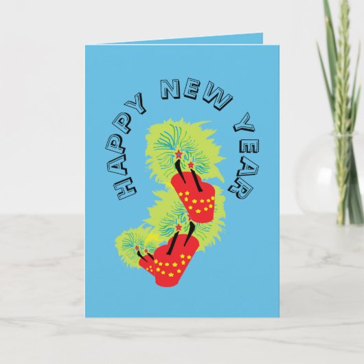 Carte de vacances pliée : Bonne année avec un Bang (Devant)