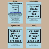 Carte de vacances pliée en bleu clair Hanoukka Bus