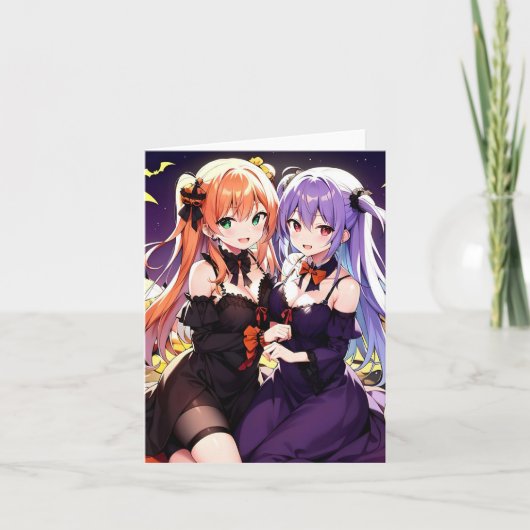 Carte de vacances pliée Halloween Anime V (Devant)
