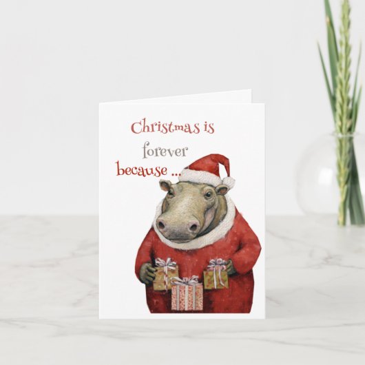 Carte de vacances pliée Hippopotame (Devant)