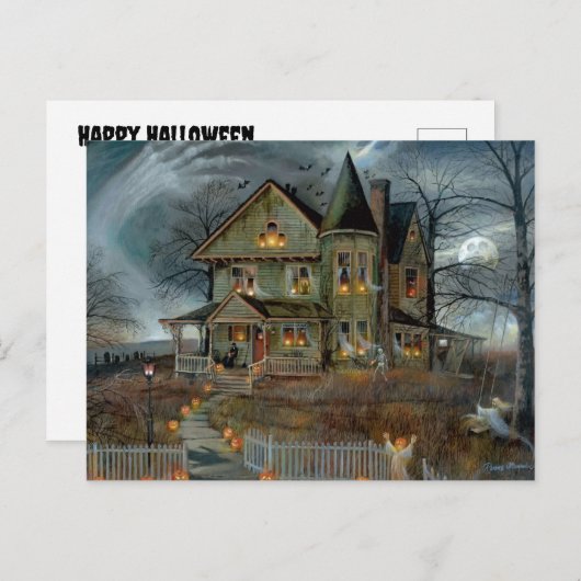 Carte de vacances pliée Joyeux Halloween (Devant / Derrière)