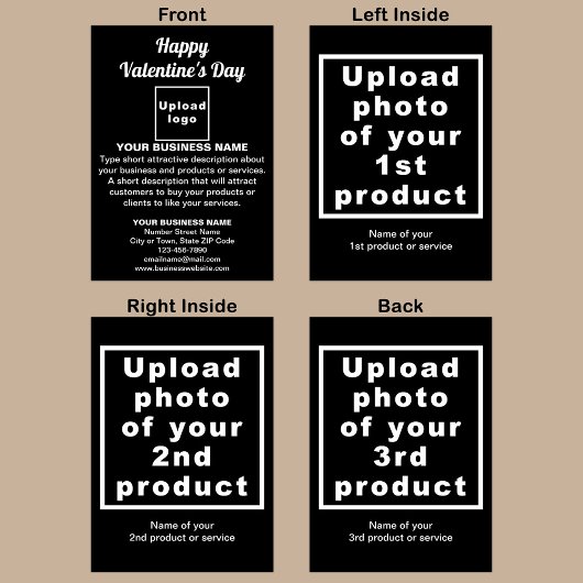 Carte de vacances pliée Noire Valentine Affaires