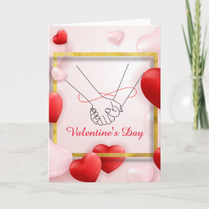 Carte de vacances pliée Saint-Valentin amour rose
