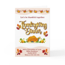 Carte de vacances pliée Thanksgiving
