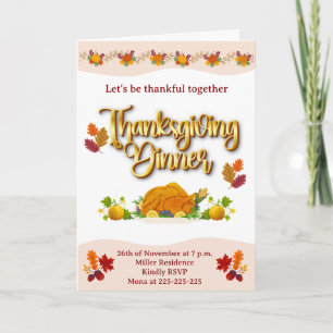 Carte de vacances pliée Thanksgiving