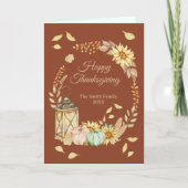 Carte de vacances pliée Thanksgiving Rustic Waterc (Devant)