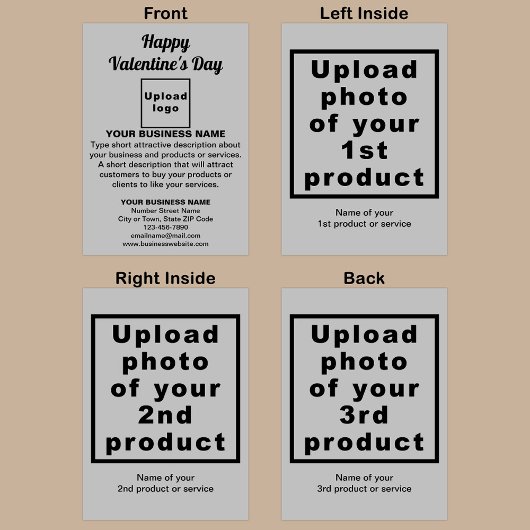 Carte de vacances pliée Valentine Grey Business