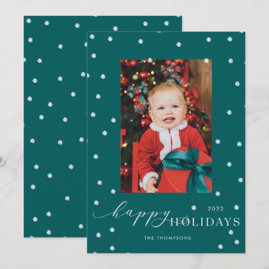 Carte de vacances Pompom Pompom Vert (Devant / Derrière)