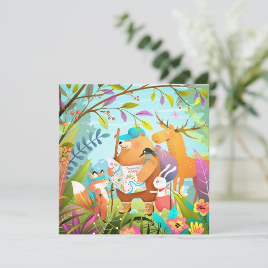 Carte de vacances pour animaux mignons (Debout devant)