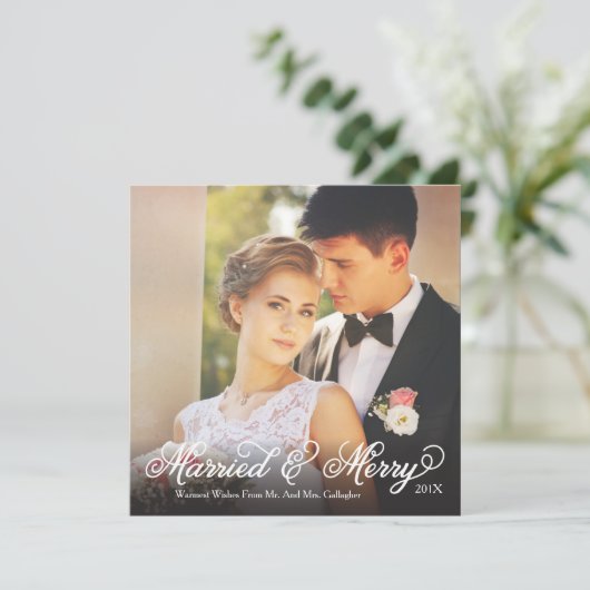 Carte de vacances pour Carré marié et joyeux dégra (Debout devant)