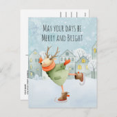 Carte de vacances pour cerfs de bois joyeux et bri (Devant / Derrière)