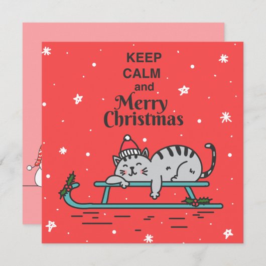 Carte de vacances pour chat de Noël (Devant / Derrière)