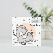 Carte de vacances pour chats de nouvelle année (Debout devant)