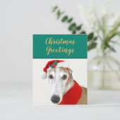 Carte de vacances pour chien de Noël greyhound (Debout devant)
