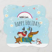 Carte de vacances pour chien teckel, carlin et ois (Devant / Derrière)