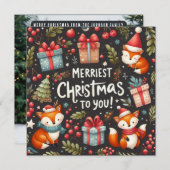 Carte de vacances pour imaginaire de Noël des forê (Devant / Derrière)