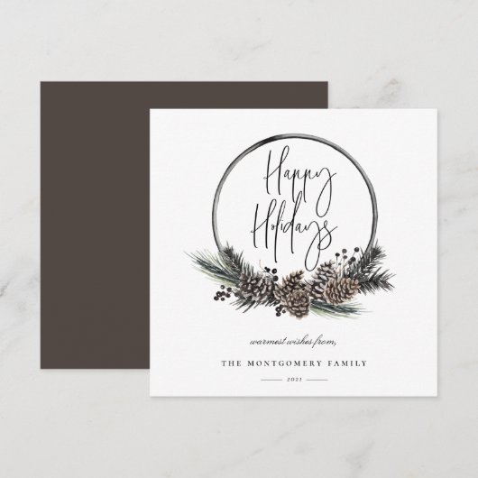 Carte de vacances pour la couronne de pin naturel (Devant / Derrière)