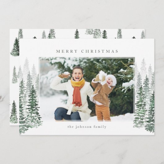 Carte de vacances pour la forêt d'hiver (Devant / Derrière)