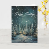 Carte de vacances pour la forêt d'hiver (Fleur jaune)