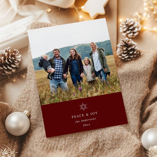 Carte de vacances pour la paix et la joie Snowflak