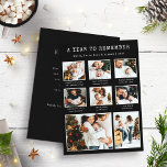Carte de vacances pour le Nouvel An noir<br><div class="desc">Apportez la nouvelle année avec cette carte de vacances photo Nouvel An Noir unique. Cette carte branchée inclut "A Year To Remember" dans une police de caractères vintage,  8 photos de famille et du texte au dos pour la personnalisation. Texte blanc sur un arrière - plan noir.</div>