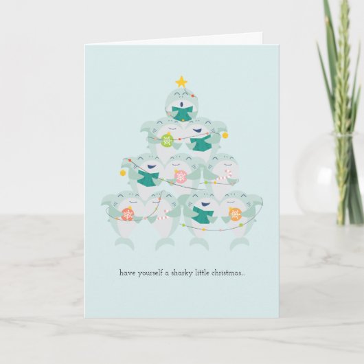 Carte de vacances pour les petits requins de Noël (Devant)