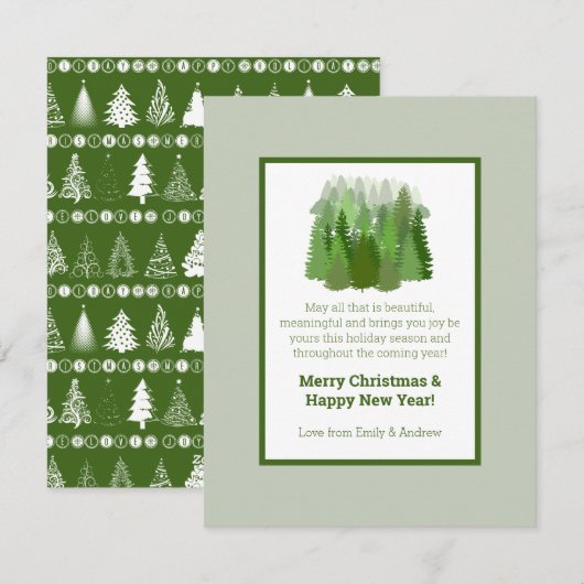 Carte de vacances pour les sapins de Noël (Devant / Derrière)