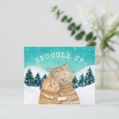 Carte de vacances pour neige serrée sur les chats  (Debout devant)