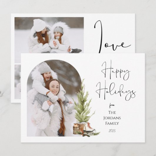 Carte de vacances pour Noël Arbre (Devant / Derrière)