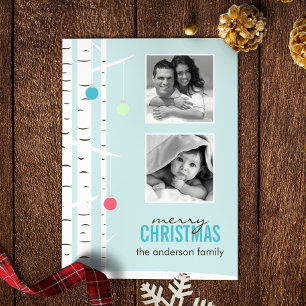 Carte de vacances pour Noël Birch d'hiver
