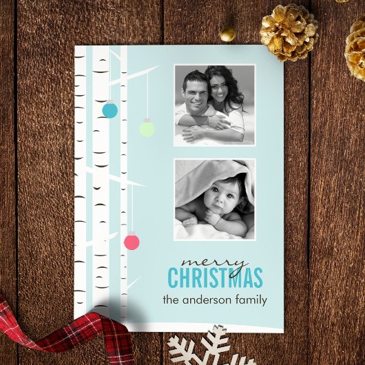 Carte de vacances pour Noël Birch d'hiver