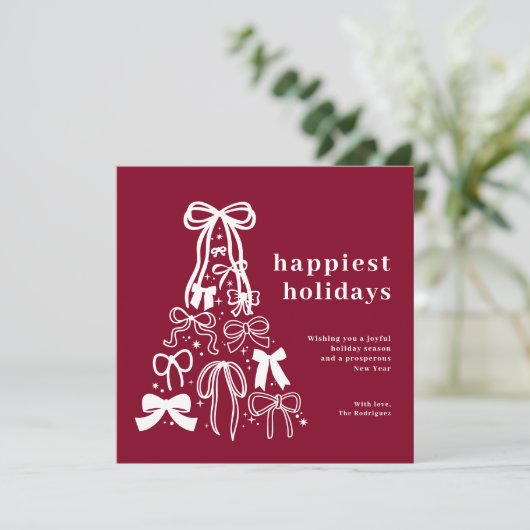 Carte de vacances pour Noël Bow Bow moderne (Debout devant)