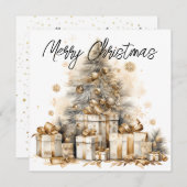 Carte de vacances pour Noël Gold Retro (Devant / Derrière)