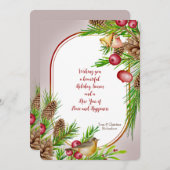 Carte de vacances pour oiseaux d'hiver (Devant / Derrière)