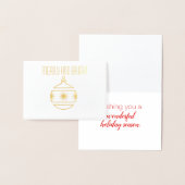 Carte de vacances pour ornement de Noël Gold Foil (Affichage)