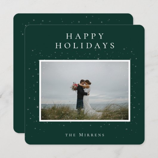 Carte de vacances pour photos d'hiver | Vert (Devant / Derrière)