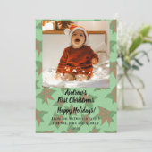 Carte de vacances Premier Noël de bébé vert (Debout devant)