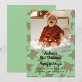 Carte de vacances Premier Noël de bébé vert (Devant / Derrière)