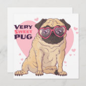Carte de vacances Pug Love (Devant / Derrière)