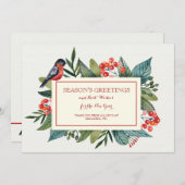 Carte de vacances Red Bird and Berries (Devant / Derrière)