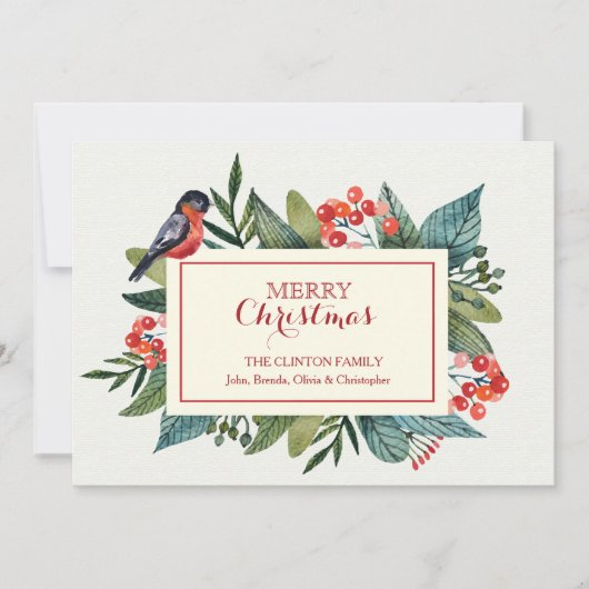 Carte de vacances Red Bird and Berries (Devant)