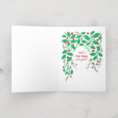 Carte de vacances Red Bird & Holly pliée Foil (Couchage intérieur)