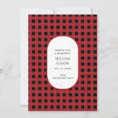 Carte de vacances Red Buffalo Plaid Holiday Typogr (Devant)
