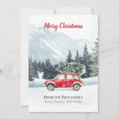 Carte de vacances Red Car Christmas Tree Mountain (Devant)