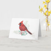 Carte de vacances Red Cardinal Bird (Fleur jaune)